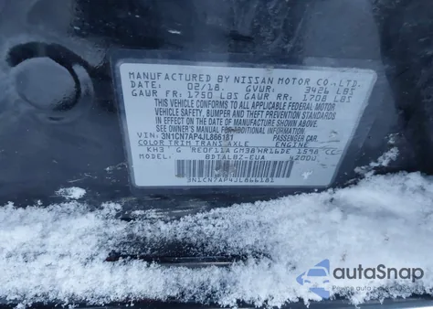 2018 Nissan Versa 1.6 Sv from USA, damaged, VIN 3N1CN7AP4JL866181